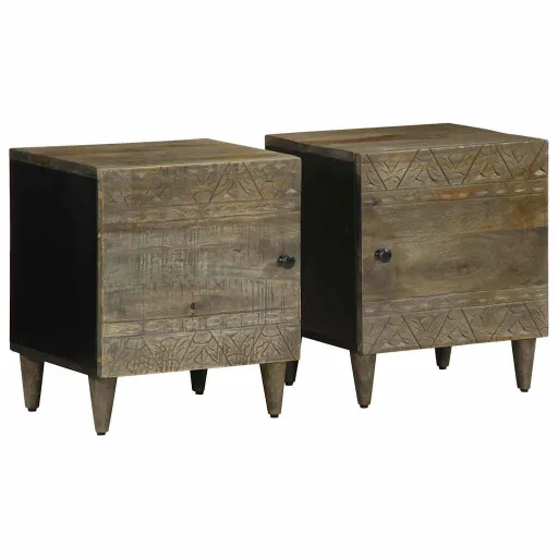 Mesas de Cabeceira Cinzento Claro   40x33x46 cm (2 pcs)