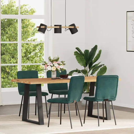 Cadeiras de Jantar   Veludo Verde-Escuro (4 pcs)