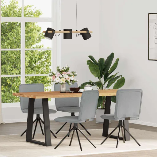 Cadeiras de Jantar   Tecido Cinzento-Claro (4 pcs)