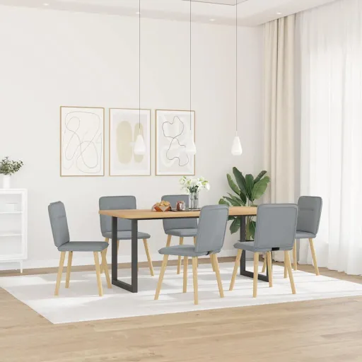 Cadeiras de Jantar   Tecido Cinzento-Claro (6 pcs)