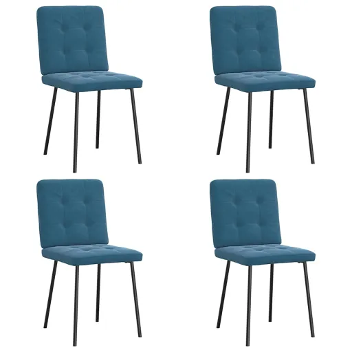 Cadeiras de Jantar   Veludo Azul (4 pcs)