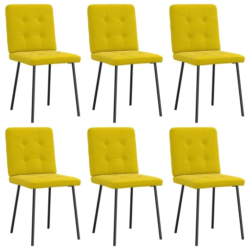 Cadeiras de Jantar   Veludo Amarelo (6 pcs)