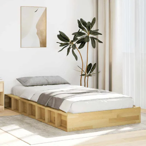 Estrutura de Cama Sem Colchão 75x190 cm Carvalho de Maciça