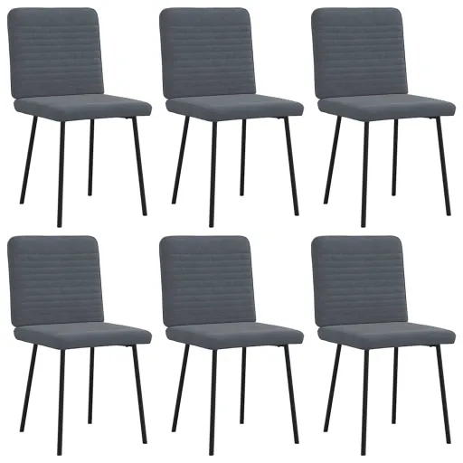 Cadeiras de Jantar   Veludo Cinzento-Escuro (6 pcs)