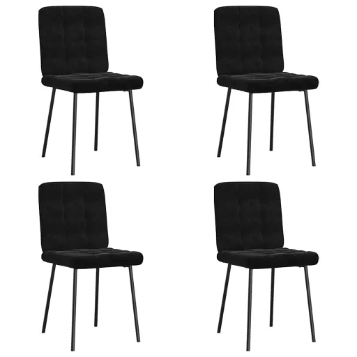 Cadeiras de Jantar   Veludo Preto (4 pcs)