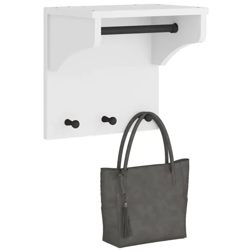 Cabide de Parede Branco 43x30x42 cm Pinho de Madeira Maciça