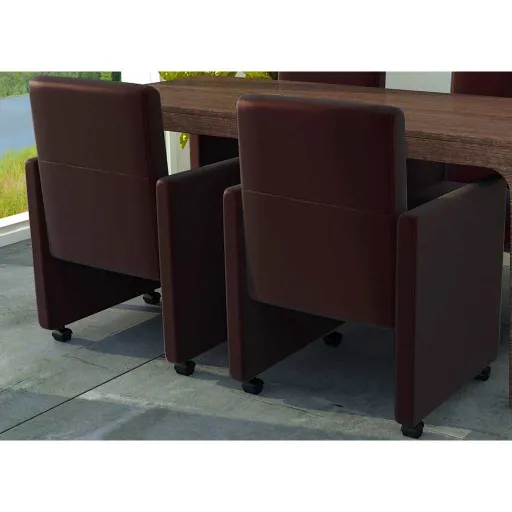 Cadeiras de Jantar   Couro Artificial Castanho (2 pcs)
