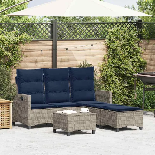 Conjunto Sofás de Jardim com Almofadões em L Vime PE (3 pcs)