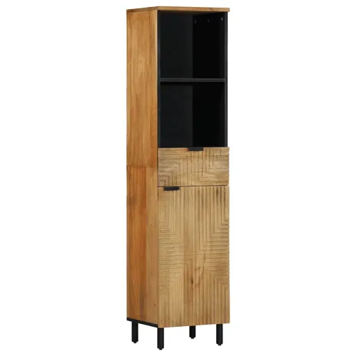 Armário de Casa de Banho 38x33x160 cm Mangueira Maciça Castanho