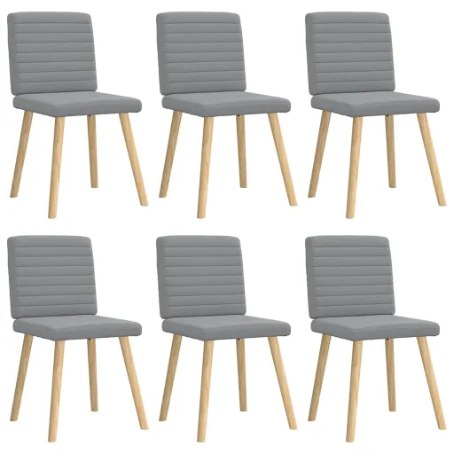 Cadeiras de Jantar   Tecido Cinzento-Claro (6 pcs)