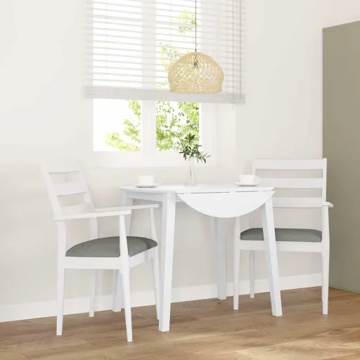 Cadeiras de Jantar com Almofadões   Madeira Maciça Branco (2 pcs)