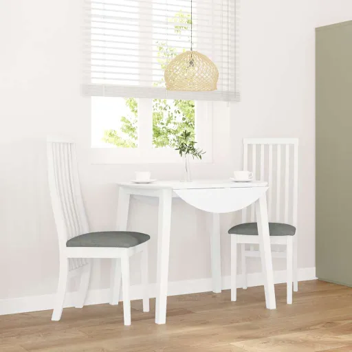 Cadeiras de Jantar com Almofadões   Madeira Maciça Branco (2 pcs)