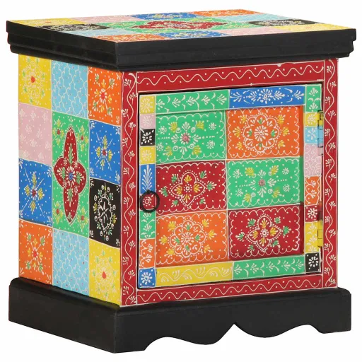 Mesa de Cabeceira Multicor Madeira de Mangueira Maciça