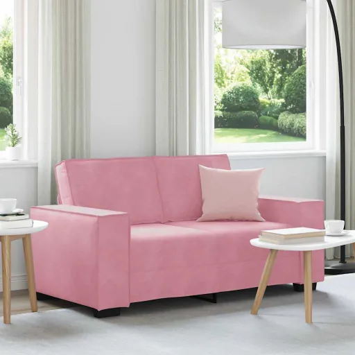 Sofá de 2 Lugares Veludo 160x78x84 cm Rosa