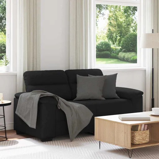 Sofá de 2 Lugares Tecido 160x81x84 cm Preto