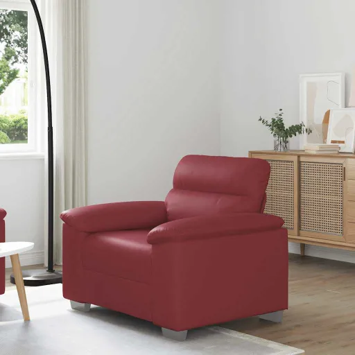Poltrona 100x81x84 cm Couro Artificial Vermelho Tinto