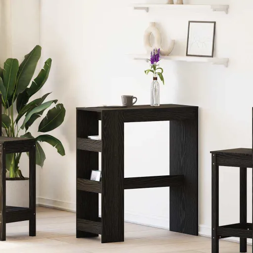 Mesa de Bar com Prateleiras Derivados de Madeira Carvalho Preto