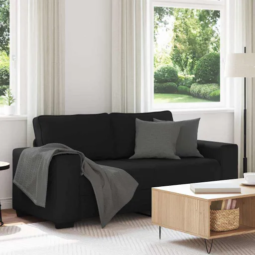 Sofá de 2 Lugares Tecido 180x77x82 cm Preto