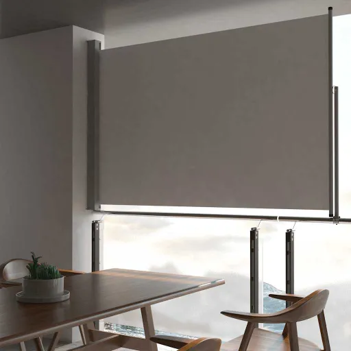 Toldo Lateral Retrátil para Pátio 160x300 cm Cinzento
