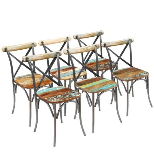 Cadeiras de Jantar   Madeira Recuperada Maciça (6 pcs)