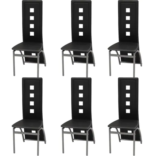Cadeiras de Jantar   Couro Artificial Preto (6 pcs)