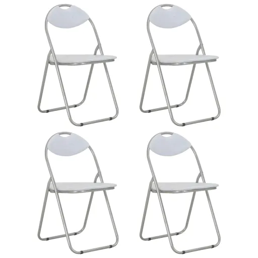 Cadeiras de Jantar Dobráveis   Couro Artificial Branco (4 pcs)