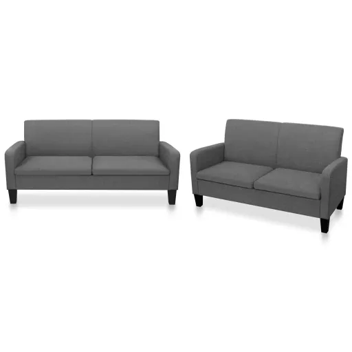Conjunto de Sofás   Tecido Cinzento-Escuro (2 pcs)