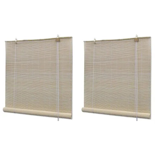 Estores de Rolo em Bambu Natural   120x160 cm (2 pcs)