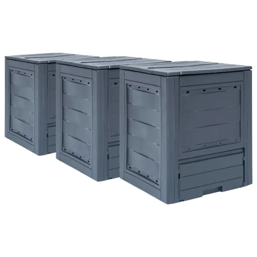 Compostores de Jardim   60x60x73 cm 780 L Cinzento (3 pcs)