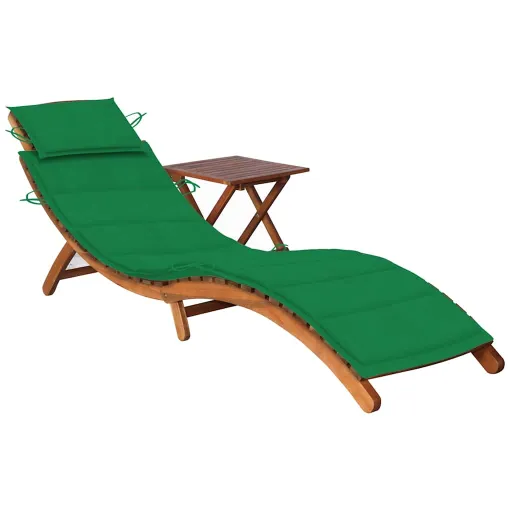 Espreguiçadeira de Jardim com Mesa e Almofadão Acácia Maciça