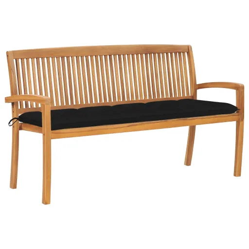 Banco de Jardim Empilhável c/ Almofadão 159 cm Teca Maciça