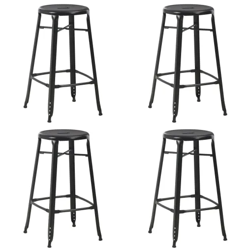 Bancos de Bar   Aço Preto (4 pcs)