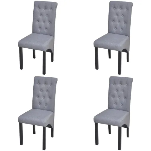 Cadeiras de Jantar   Tecido Cinzento-Claro (4 pcs)