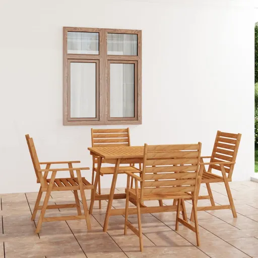 Conjunto de Jantar para Jardim Madeira de Acácia Maciça (5 pcs)