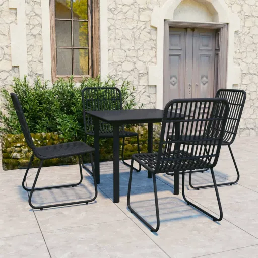 Conjunto de Jantar para Exterior Vime PE e Vidro (5 pcs)