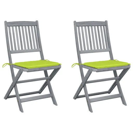 Cadeiras Exterior Dobráveis c/ Almofadões   Acácia Maciça (2 pcs)