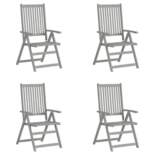 Cadeiras Jardim Reclináveis   Madeira Acácia Maciça Cinza (4 pcs)