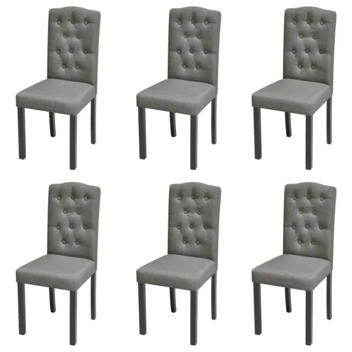 Cadeiras de Jantar   Tecido Cinzento (6 pcs)