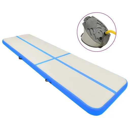 Colchão de Ginástica Insuflável c/ Bomba 800x100x15 cm PVC Azul