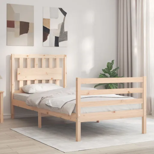 Estrutura Cama de Solteiro c/ Cabeceira Madeira Maciça