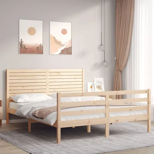 Estrutura de Cama King Size com Cabeceira Madeira Maciça