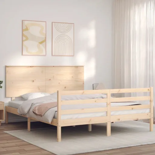 Estrutura de Cama King Size com Cabeceira Madeira Maciça