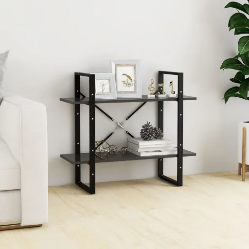 Estante com 2 Prateleiras 80x30x70 cm Derivados Madeira Cinza