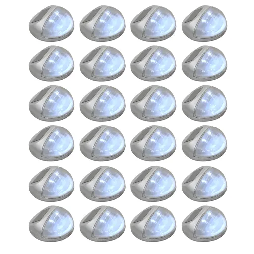 Candeeiro de Parede Solar LED Exterior   Prateado Redondo (24 pcs)