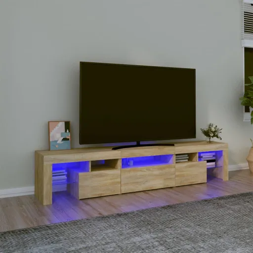 Móvel de TV com Luzes LED 200x36,5x40 cm Carvalho Sonoma