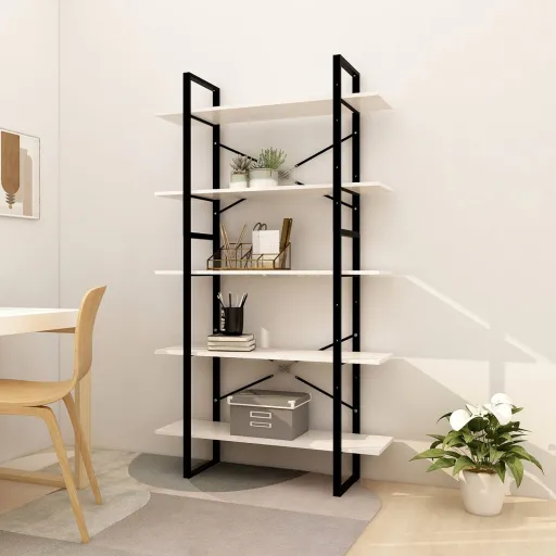 Estante c/ 5 Prateleiras 100x30x175cm Madeira de Pinho Branco