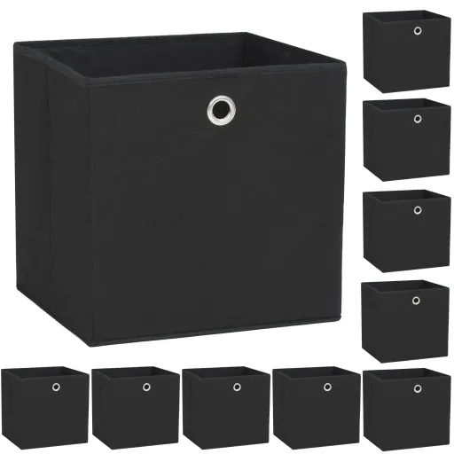 Caixas Arrumação   Não-Tecido (TNT) 32x32x32 cm Preto (10 pcs)