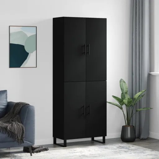 Armário Alto 69,5x34x180 cm Derivados de Madeira Preto