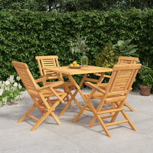 Conjunto de Jantar p/ Jardim Madeira de Teca Maciça (5 pcs)