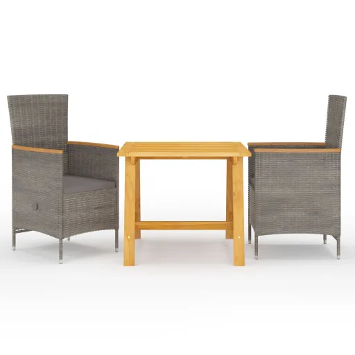 Conjunto de Jantar para Jardim Cinzento (3 pcs)
